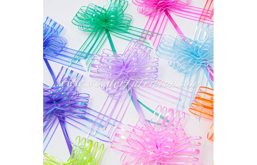 Lazo de mariposa de organza con cinco líneas y efecto iridiscente